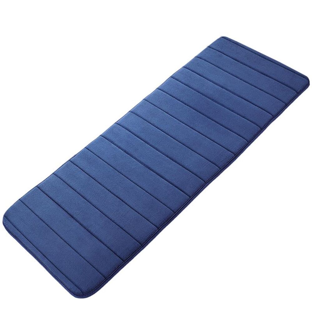Memory Foam Bath Mat Absorbent Soft Runner Floor Mat 16" x 47" Blue